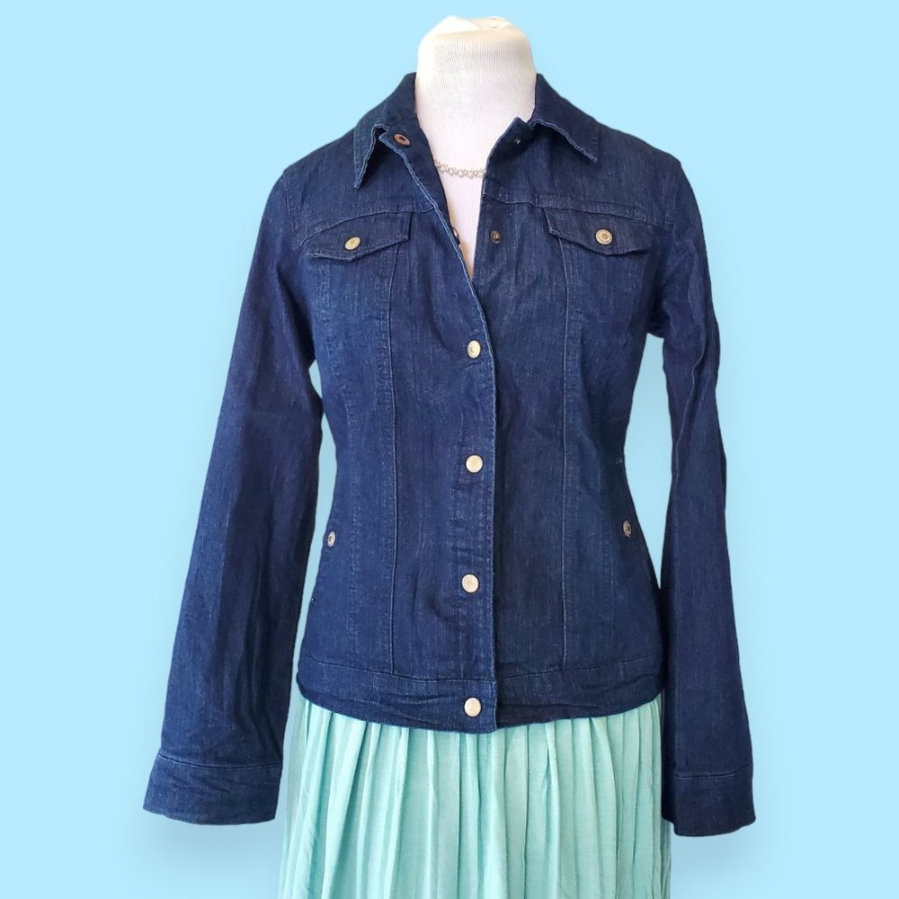 Dark Blue Jean Jacket Fitted Live A Little S